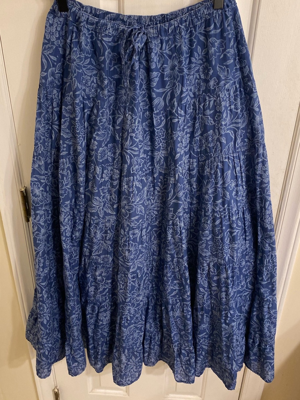 LAUREN RALPH LAUREN TIERED PRAIRIE SKIRT DRAWSTRING CHAMBRAY FLORAL MAXI MEDIUM - Picture 10 of 13